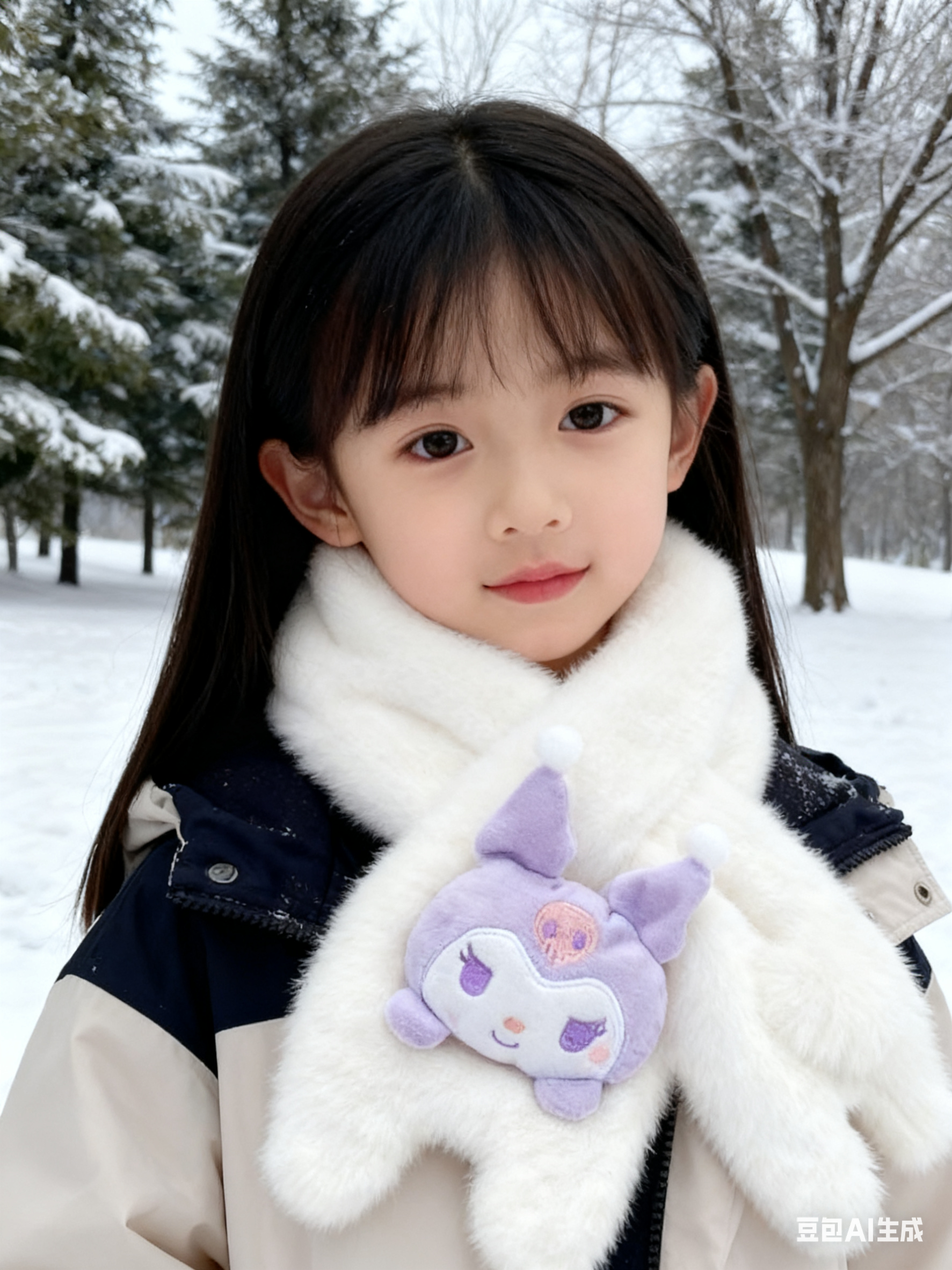 新款冬季三丽鸥毛绒保暖围脖百搭围巾爆款卡通冬季围巾女毛毛围巾