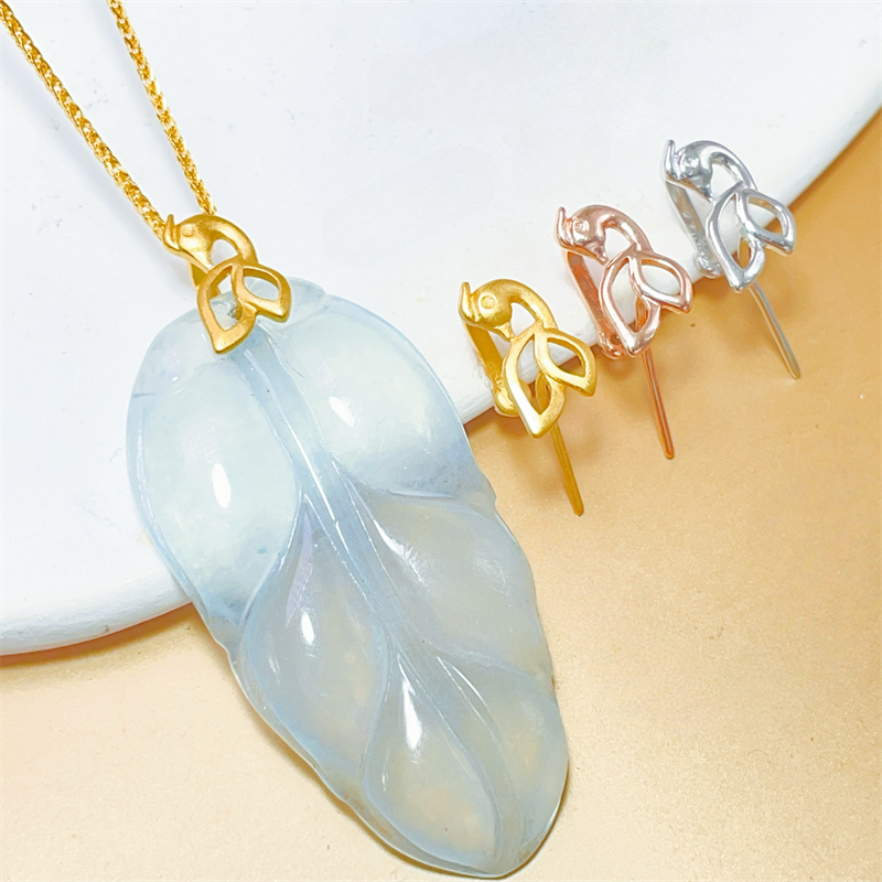 925银银制品 925银镀18k金厚款夹扣吊坠扣diy 银扣头项链搭配扣头