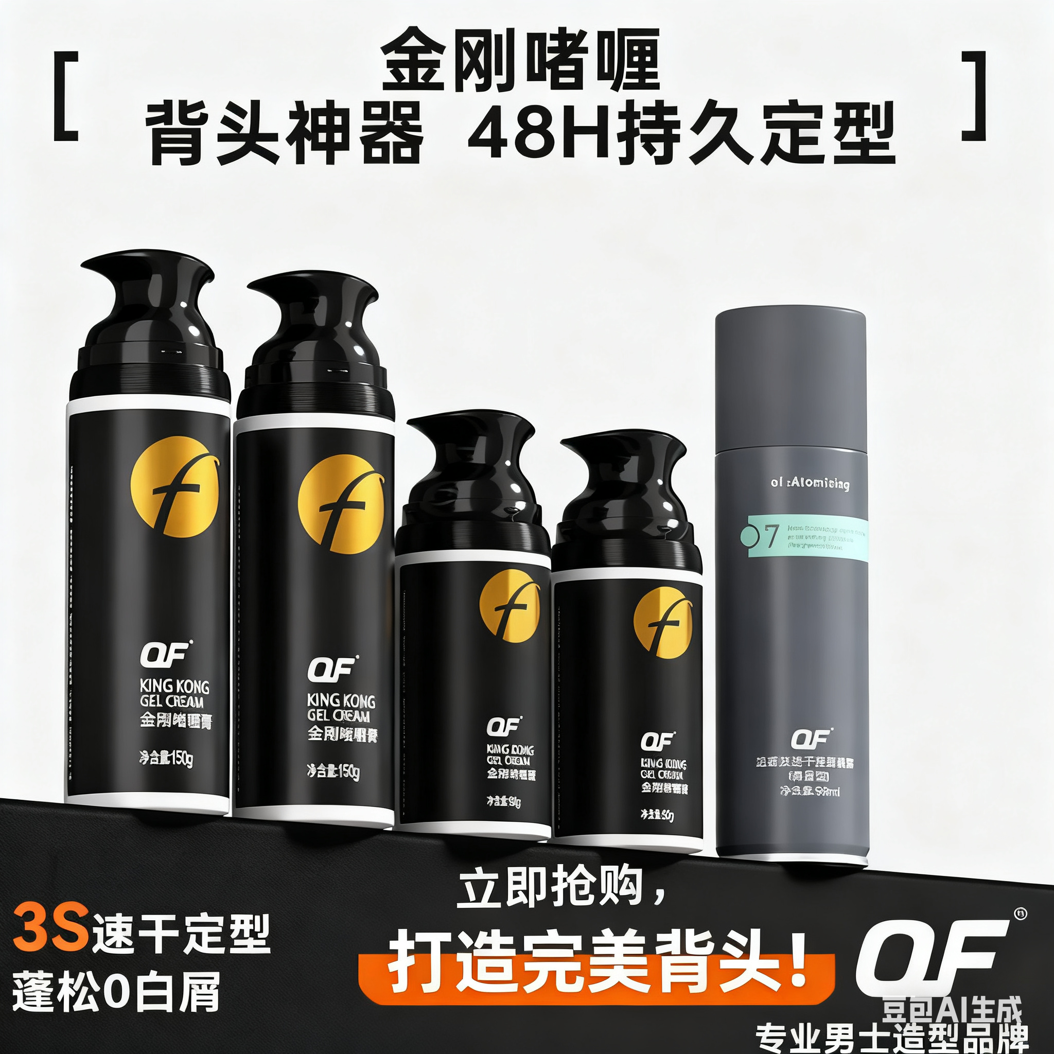 金刚啫喱膏男士强力定型保湿啫喱水发胶背头头发持久专用造型发泥