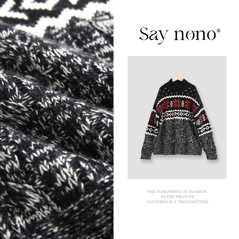 懒猫nono│Saynono 全羊毛半高领毛衣针织衫/XXZS12511