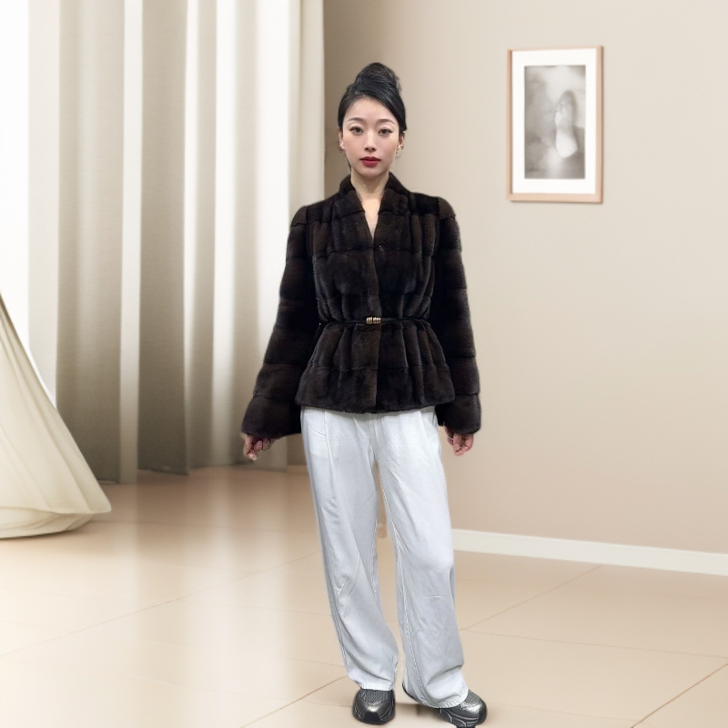 【BUFAN】2025新款 横排全挖削工艺小母貂  秋冬女装新款