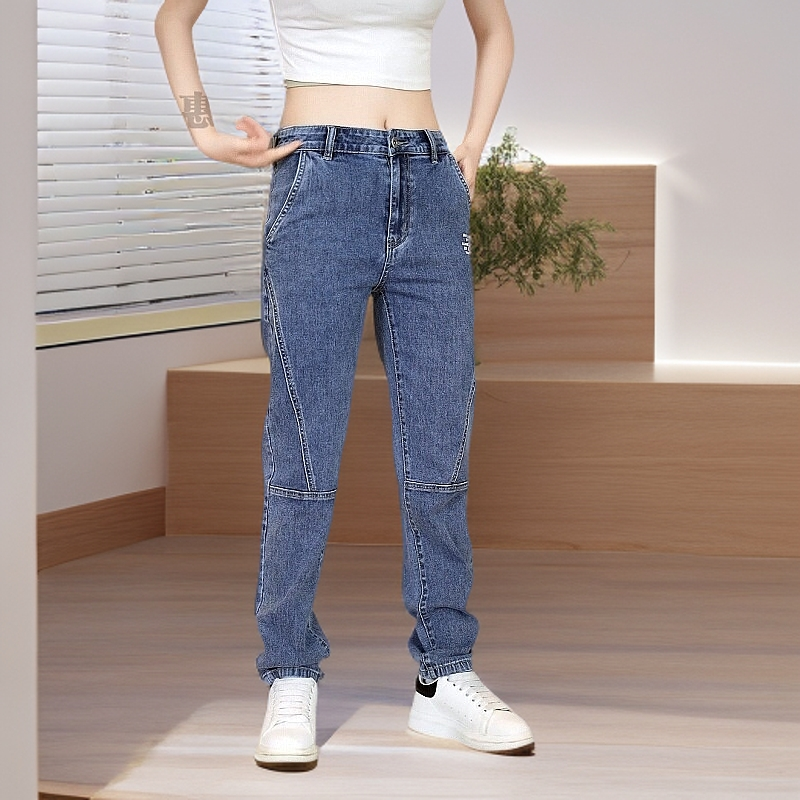 时尚印花直筒男士牛仔裤春季弹力宽松男款长裤百搭潮流休闲裤子男