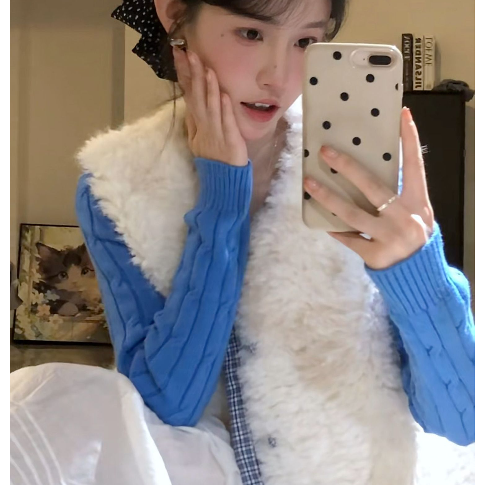 韩版春秋冬百搭风拼接马夹女小香风时尚羊羔毛绒无袖宽松气质马甲