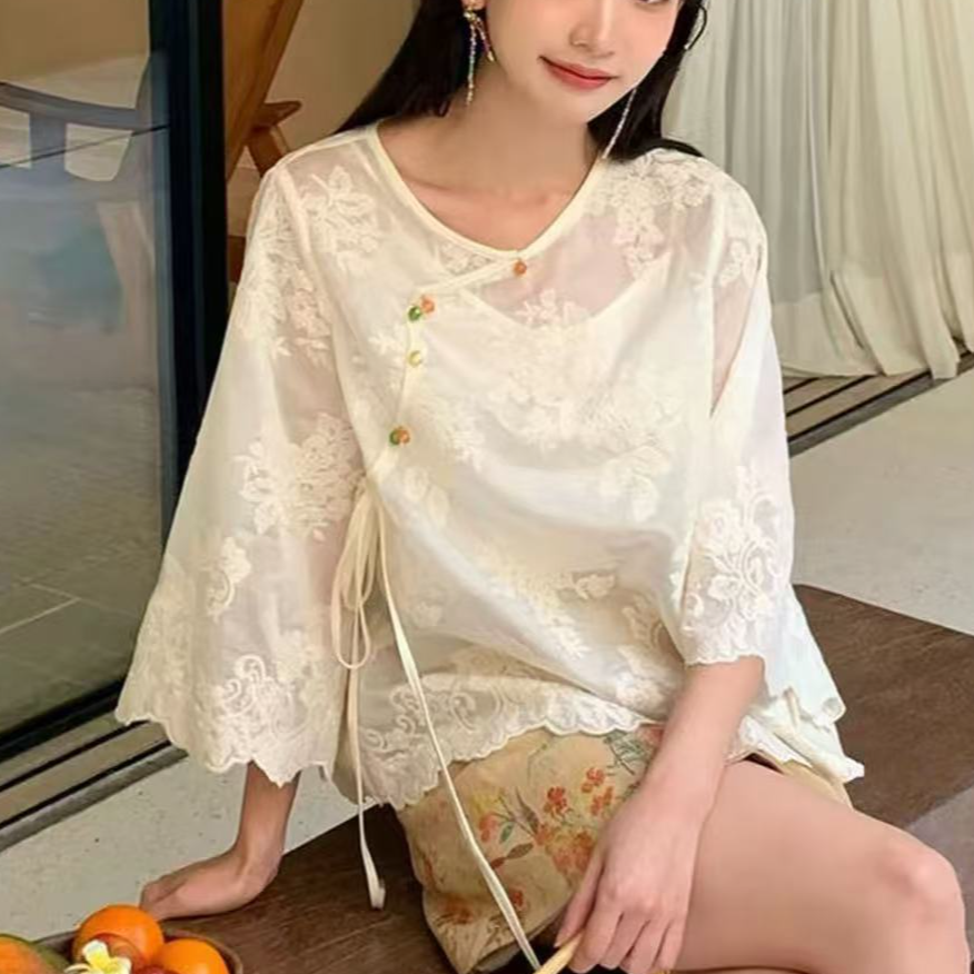 【七彩琉璃】新中式国风轻国风设计感气质时尚七分袖衬衫-467