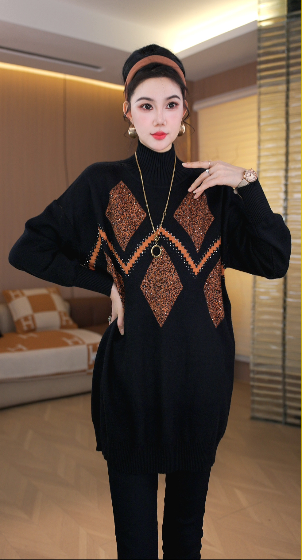 加厚保暖【璀璨】上衣女秋冬款针织毛衣毛衣上衣-3073#