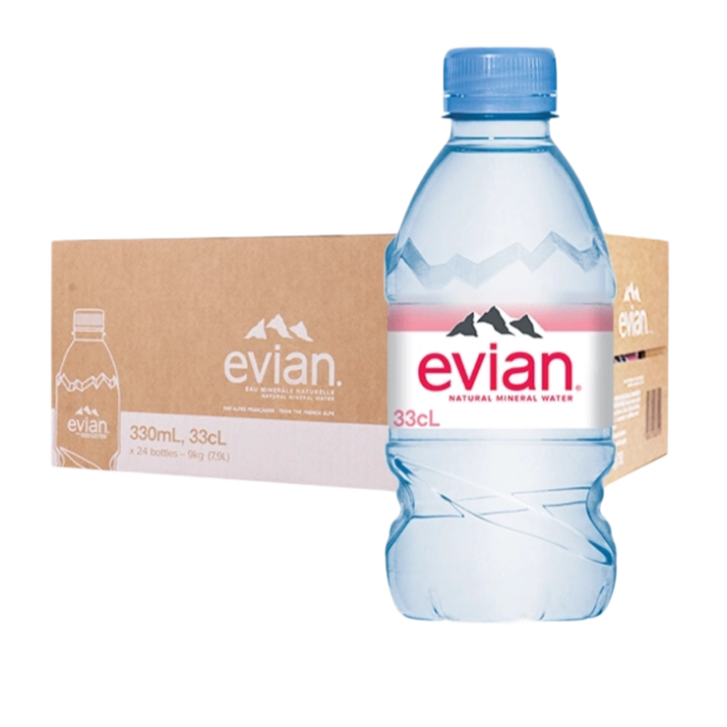 evian依云法国进口矿泉水天然弱碱性330ml瓶高端饮用水批发
