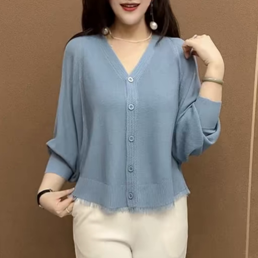 【莱赛尔天丝】夏季新款百搭空调披肩流苏防晒衫时尚蝙蝠袖宽松开衫