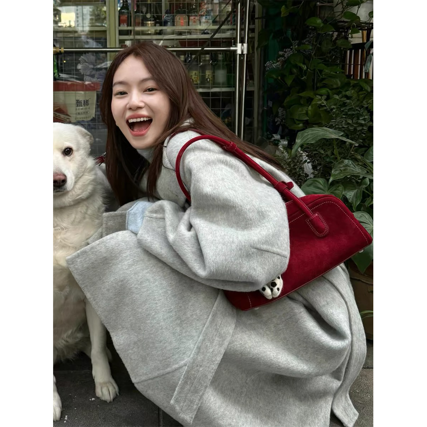 赫本风灰色呢子大衣女2025秋冬新款毛呢外套小个子气质韩系中长款