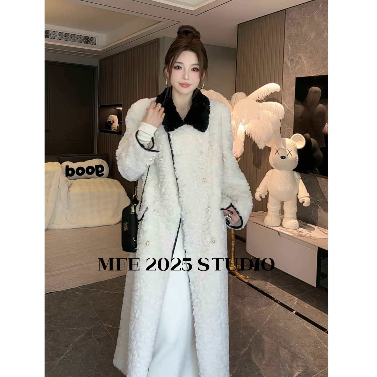 2025/MFE | 海棠朵朵 新款香风珍珠设计感仿羊羔毛气质外套