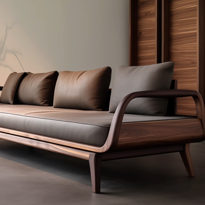 北美黑胡桃木实木客厅沙发组合简约现代客厅新中式家用直排沙发