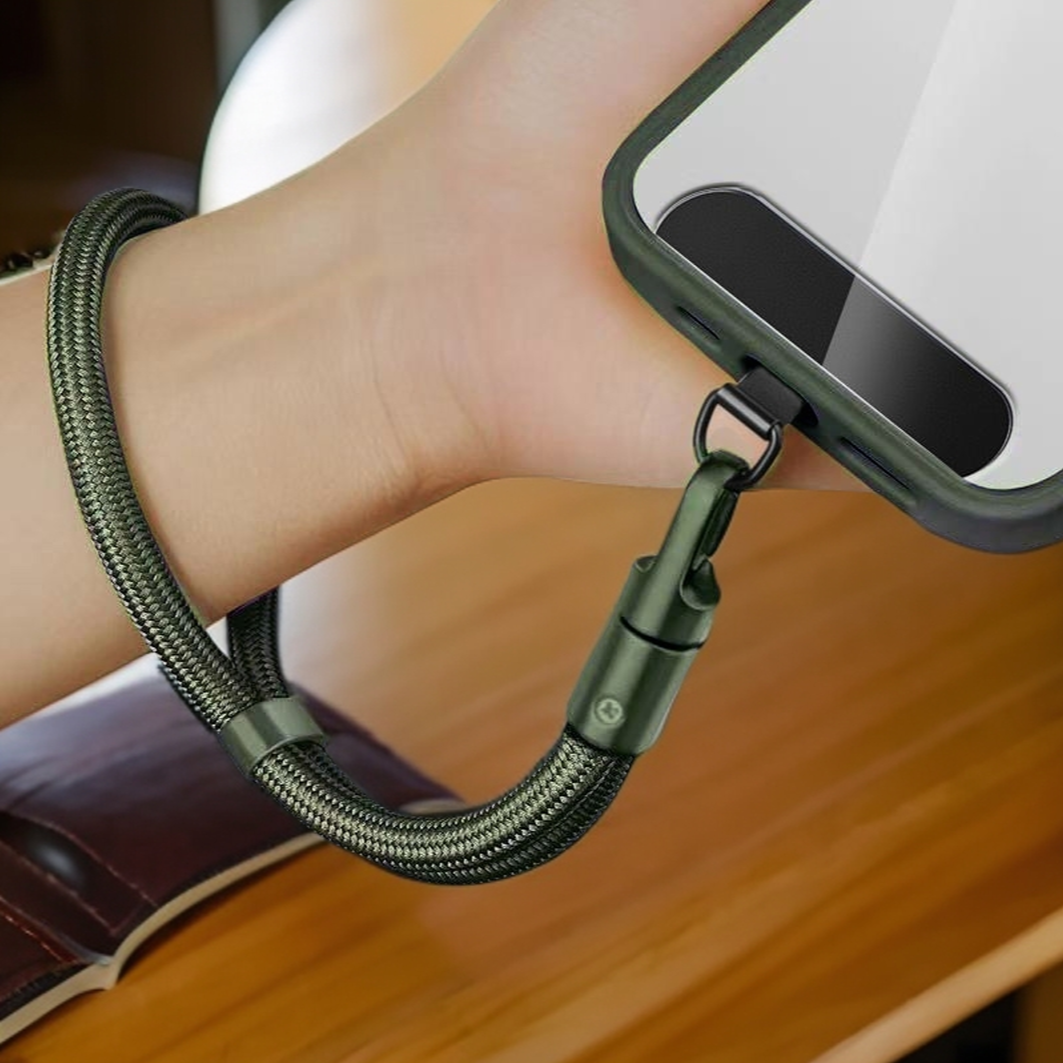 出国防丢手机挂绳短款360度旋转可调节男女同款防摔耐用金属编织