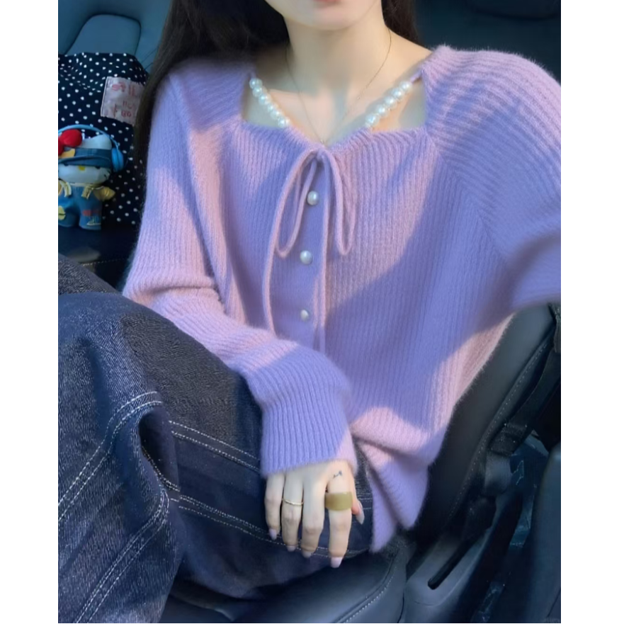 法式温柔风气质百搭针织开衫大码女装秋冬胖MM显瘦减龄设计感毛衣