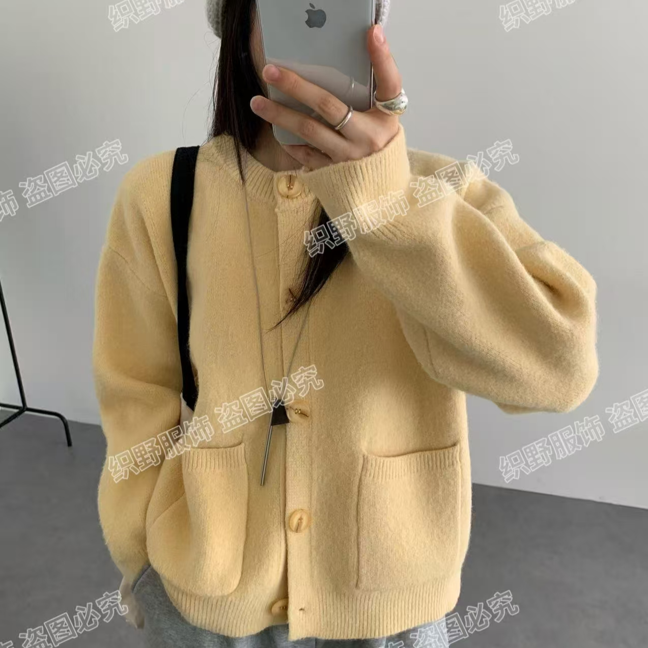 送洗衣袋【原版正版高克重850克】韩系高密度高质感软糯针织女开衫