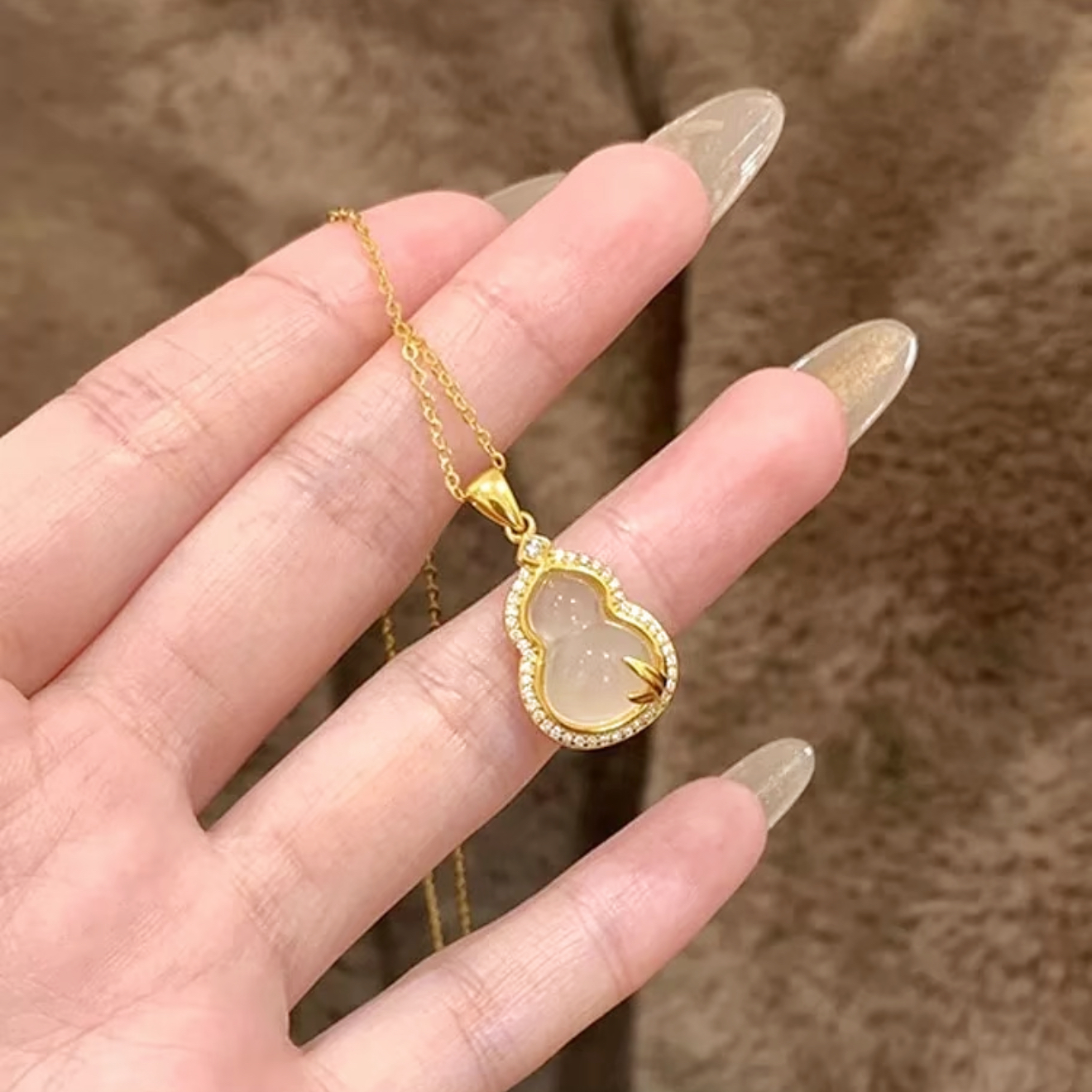 新中式s925纯银玉髓葫芦吊坠项链女款轻奢小众锁骨链送女友礼物