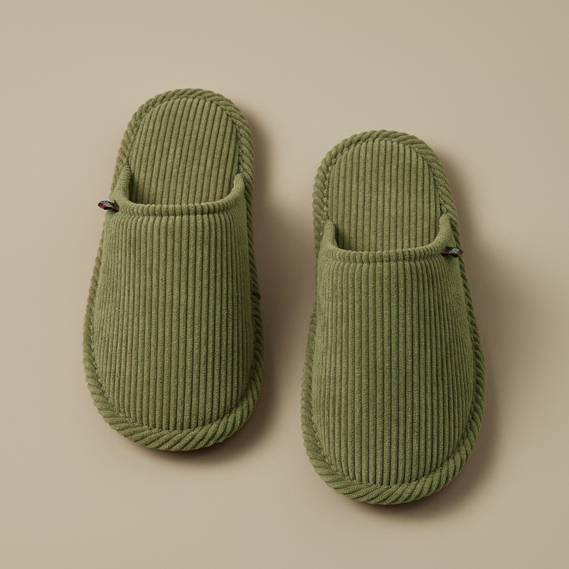灯芯绒保暖棉拖鞋女秋冬家居家用情侣室内冬天布艺软底地板拖鞋男