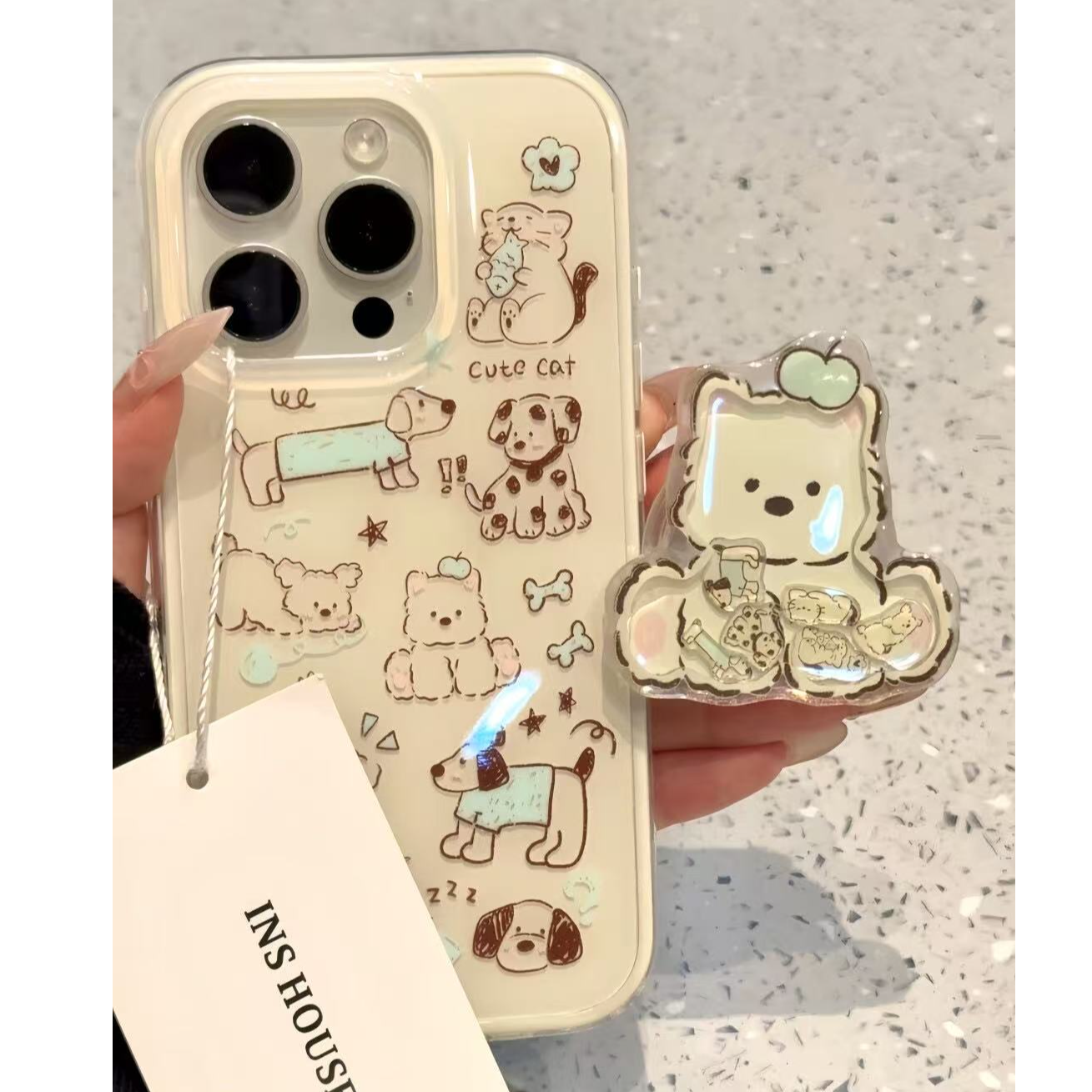 诚星泽线条猫咪狗狗适用苹果16新手机壳OPPO华为小米VIVO软女防摔