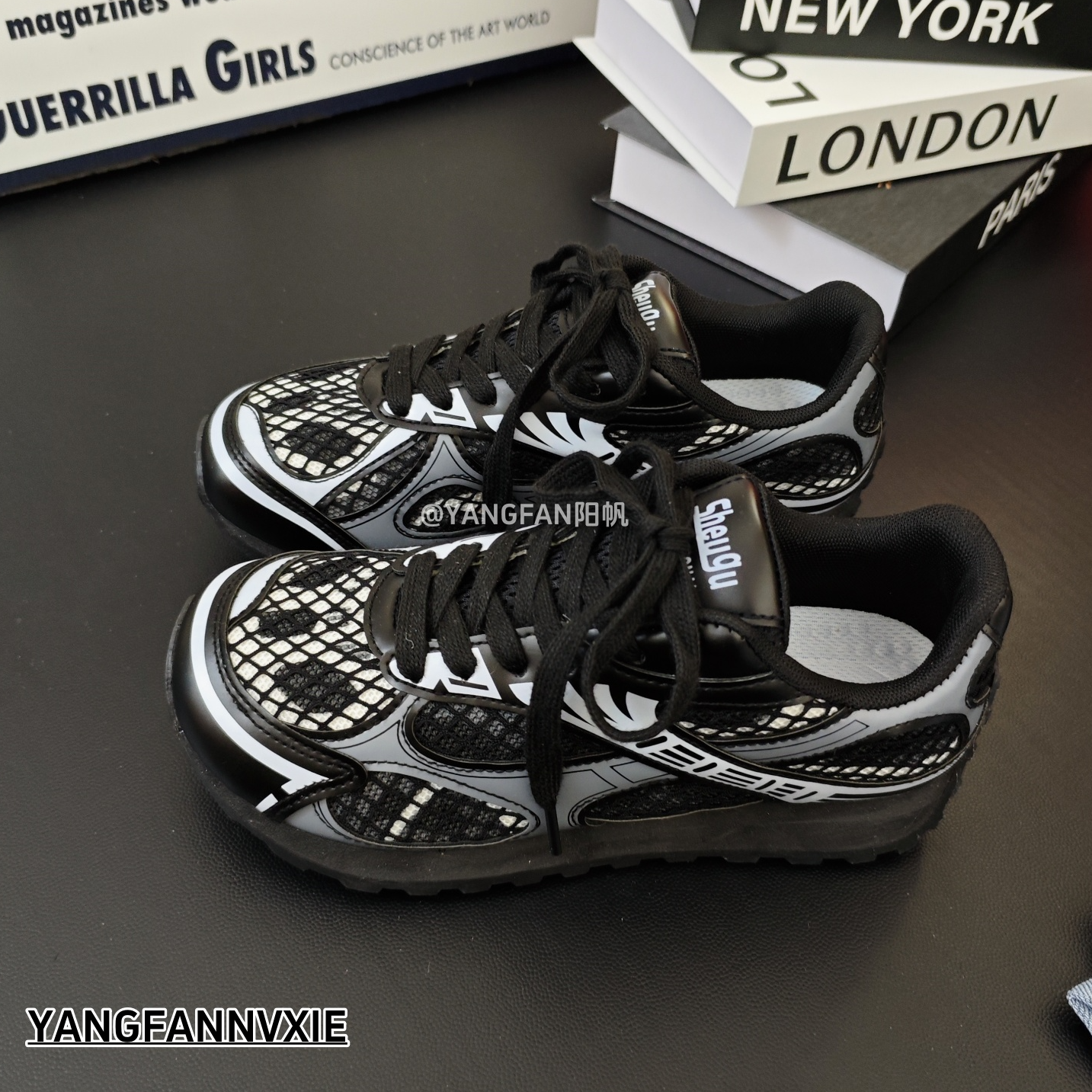 YANGFAN阳帆2025秋季新款黑色网面阿甘鞋爆款老爹鞋小众百搭鞋子