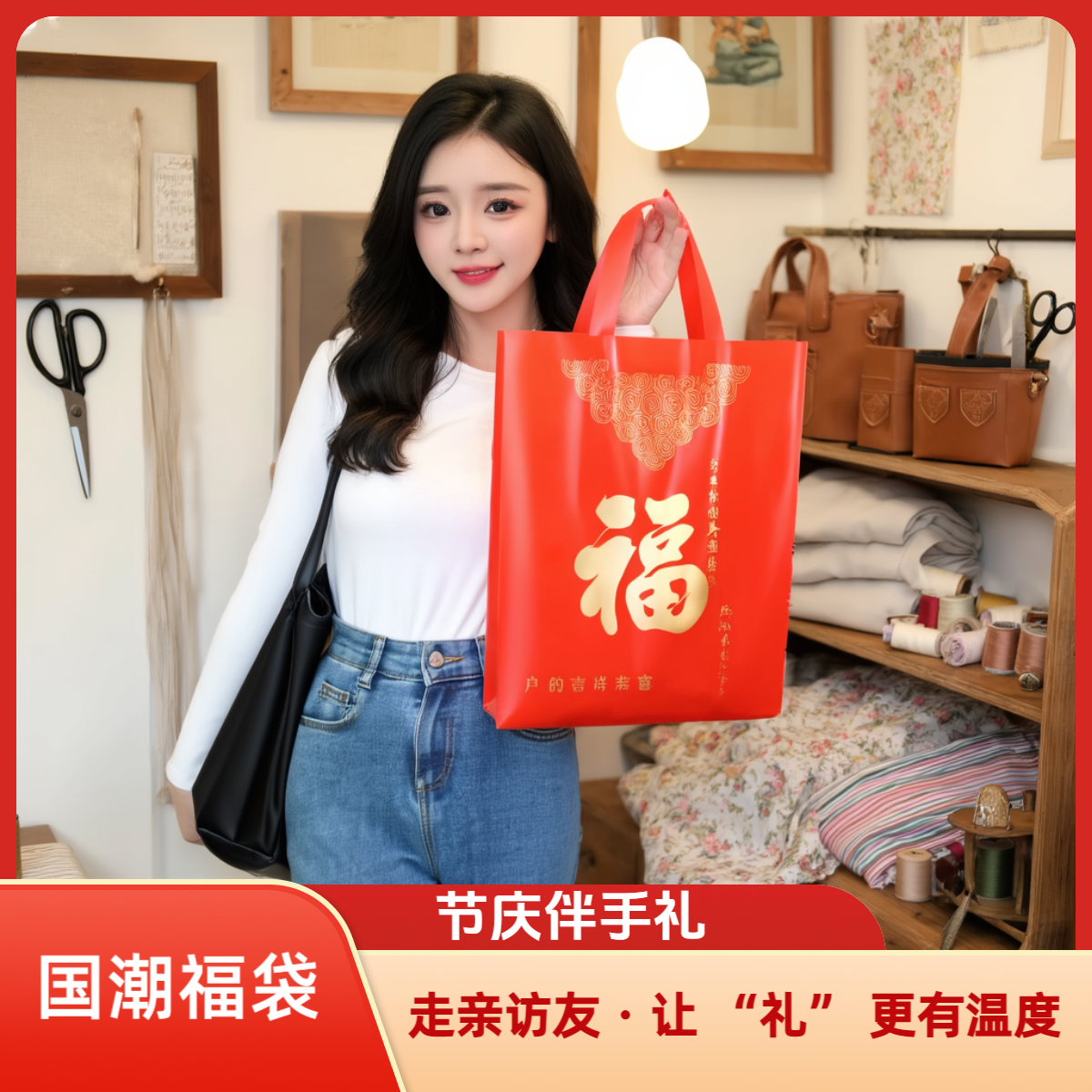 加厚礼品袋特产包装手提袋年货伴手礼零食糖果袋商务塑料包装袋