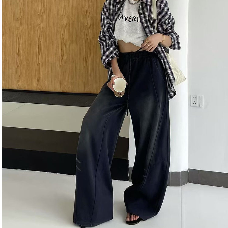 巍猫阔腿裤女春秋新款2025韩版宽松垂感直筒百搭休闲裤弯刀裤长裤