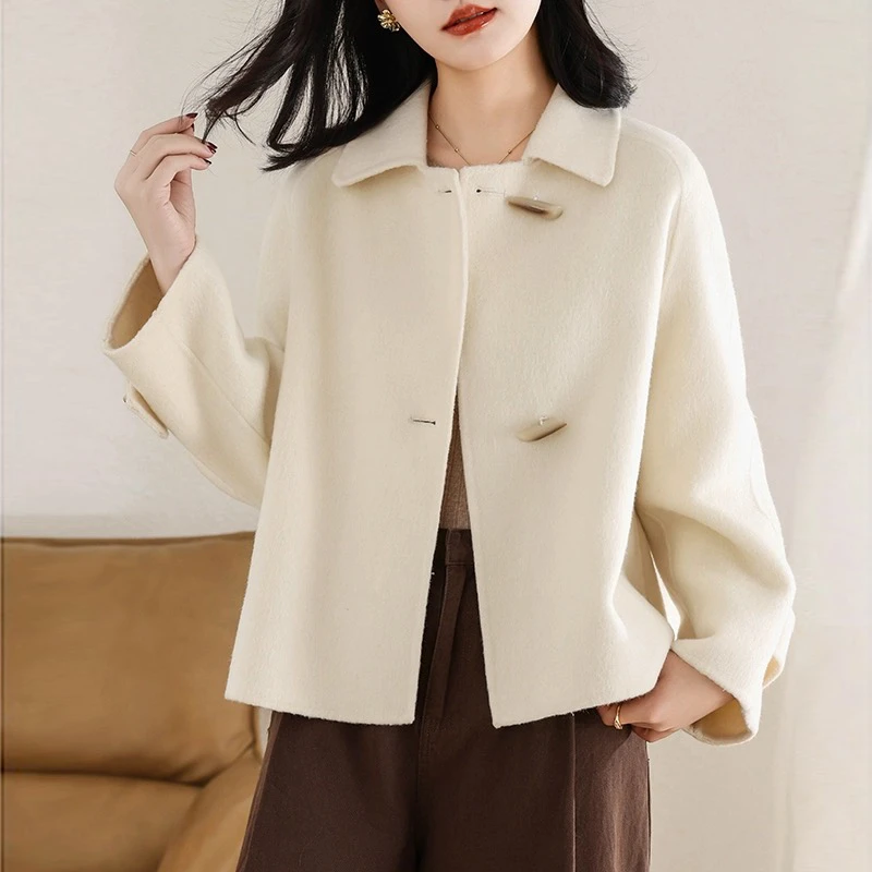 呢子大衣女洋气短款小个子休闲韩版双面呢大衣宽松软毛呢子外套