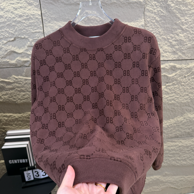 高档新款双面绒卫衣男士秋冬季加绒加厚保暖打底衫潮流男上衣2802