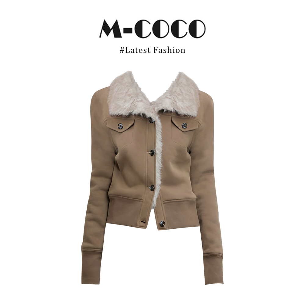 parkyeon美式复古加绒加厚保暖翻领短外套女冬季设计感短上衣