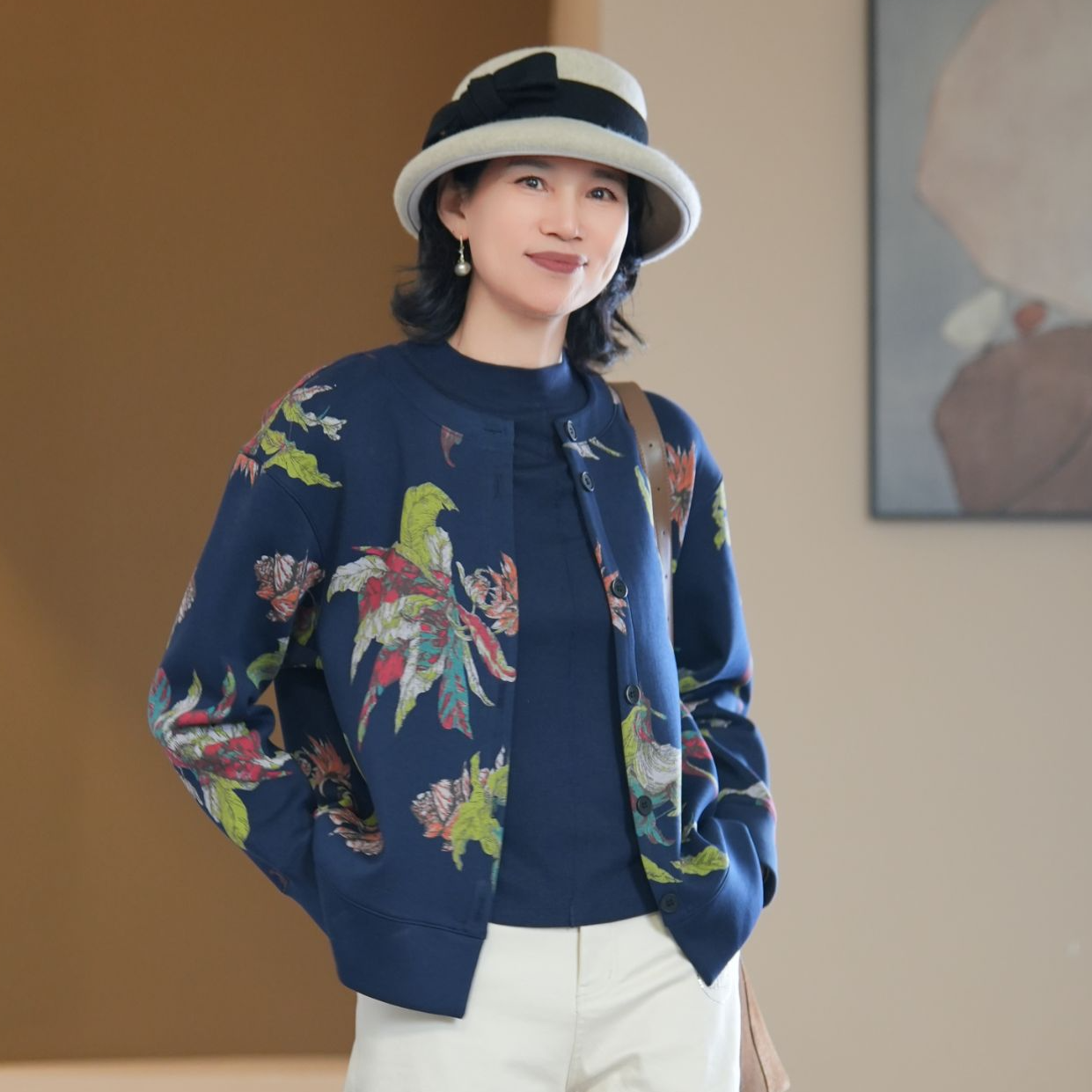 现货1小时-凤仙花开衫秋冬新款中国风上衣时尚气质母亲中老年女装