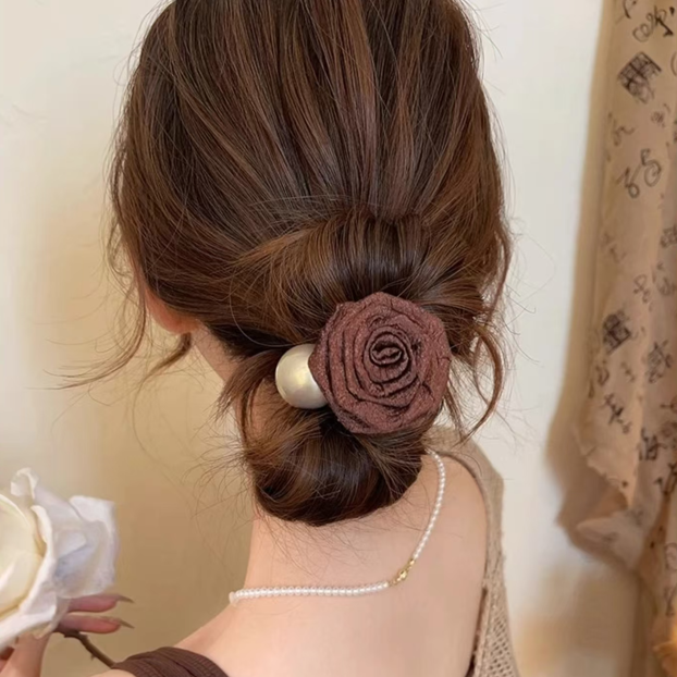 干枯玫瑰花发绳~花朵2024新款发圈高端头花头绳新中式高级感发饰