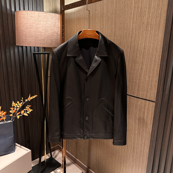 【老钱商务休闲 】2025秋装新款男士高品质真皮绵羊皮皮衣外套