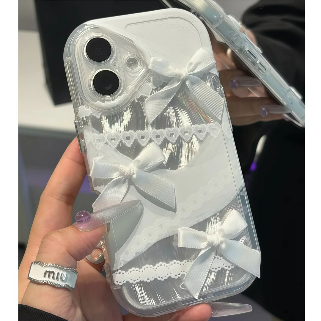适用iPhone16/15promax高级感立体蝴蝶结壳小米15/14新款华为pura