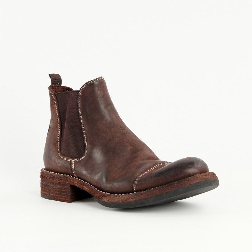 暗行爵迹 复古水洗做旧切尔西靴男哑光磨面马臀皮尖头短靴 骑士靴