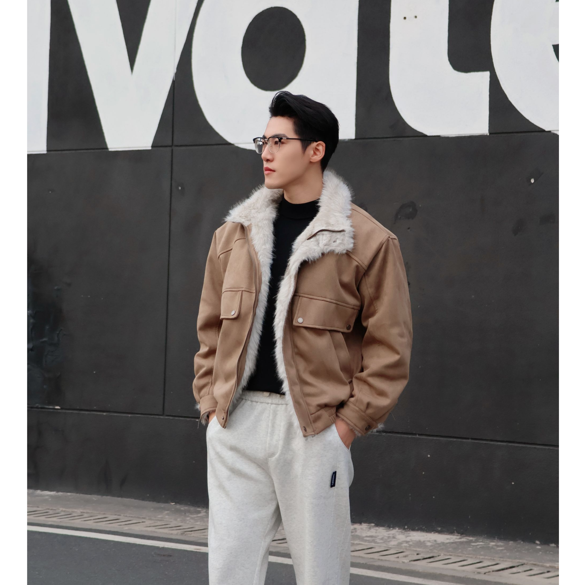 【99percent】重磅高级感加绒翻领棉衣男冬季潮牌慵懒感加厚夹克