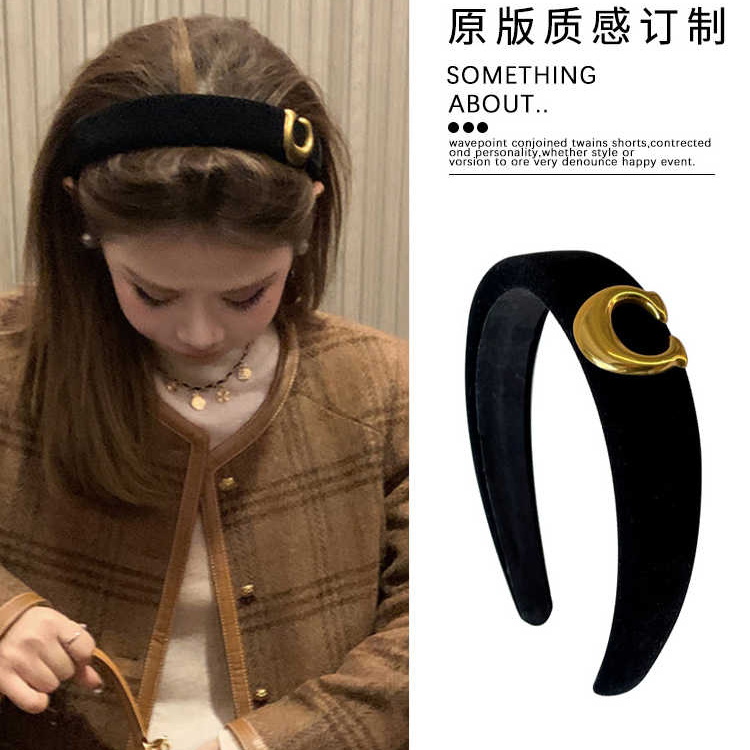 韩国黑色丝绒发箍女款秋冬高颅顶压发头箍高级感发卡百搭外出发饰