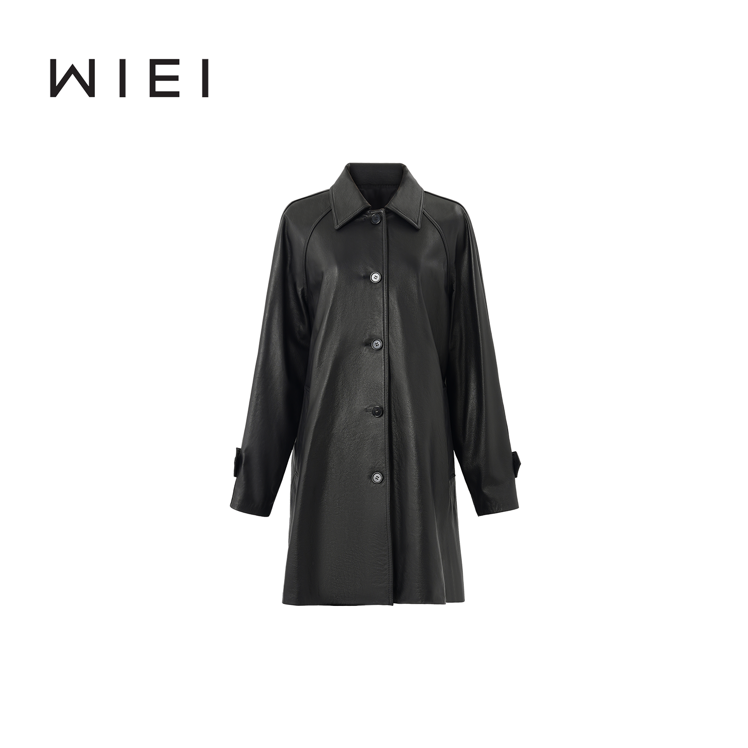 《WI EI》命中注定*美国進口牛皮_荔枝纹极简分割廓形皮衣W25306573