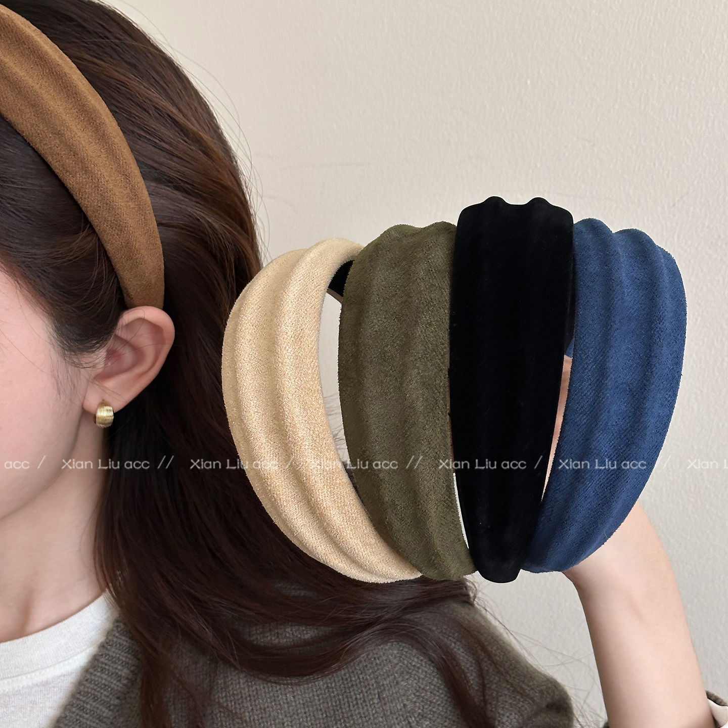 秋冬皮绒宽边绒面发箍女2025新款日常外戴发卡凹凸设计感头箍发饰