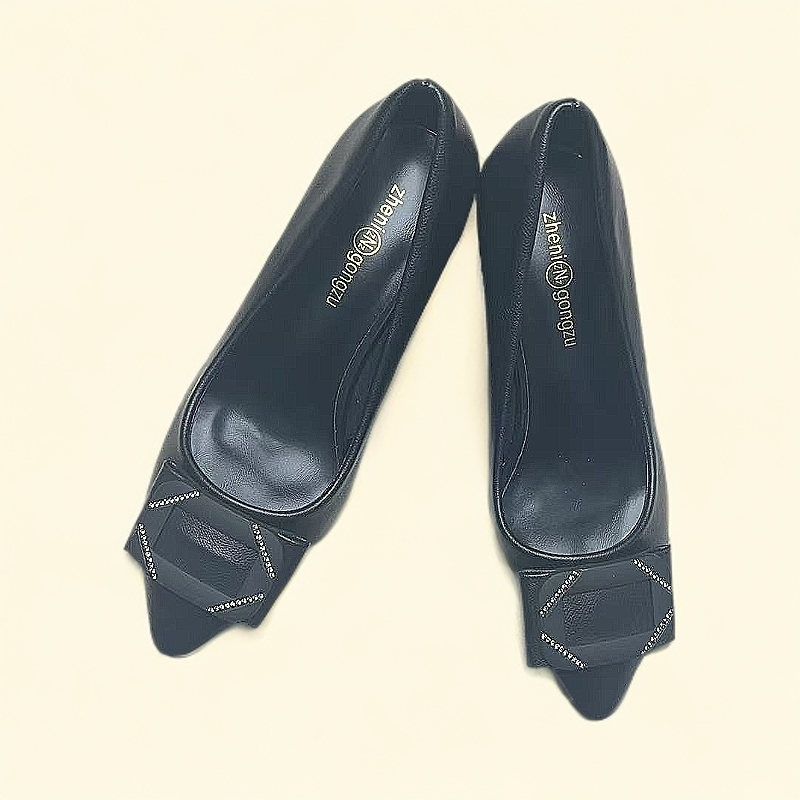 9953尖头细跟高跟鞋女黑色通勤舒适浅口单鞋职业工作鞋