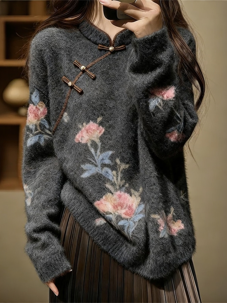 新中式国风毛衣女款2025新款慵懒高级感针织可外穿内搭上衣女秋冬