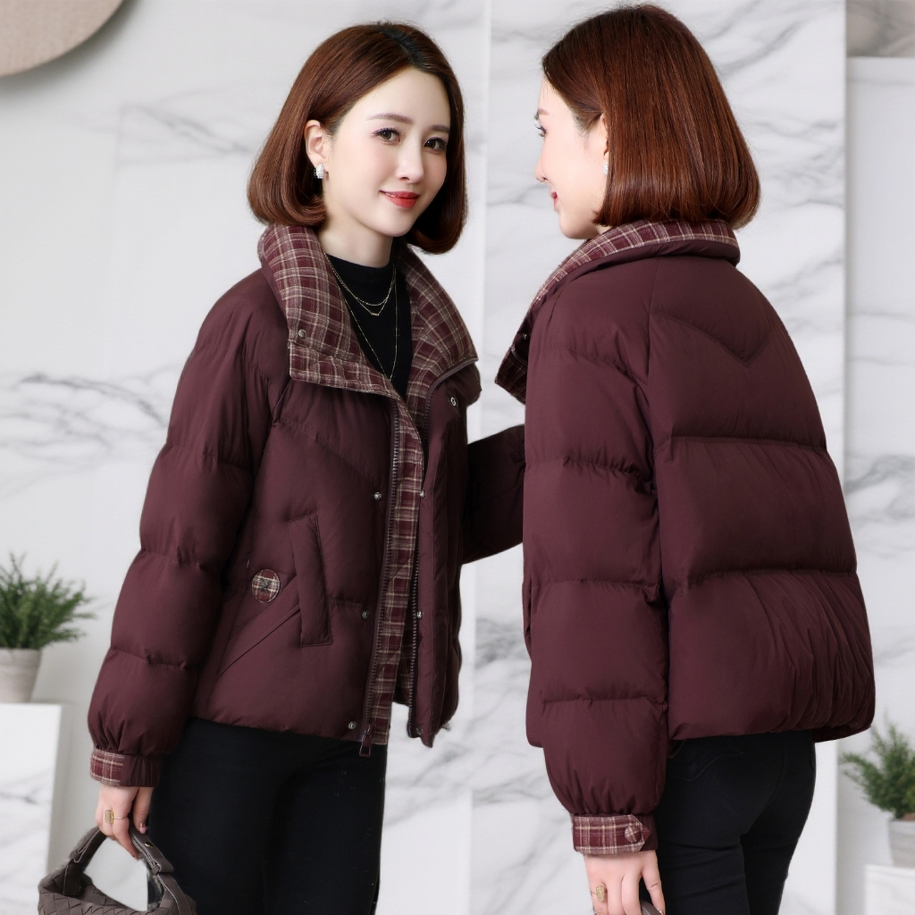 小个子羽绒服女2025冬新款中老年妈妈时尚女士收腰显瘦白鸭绒外套