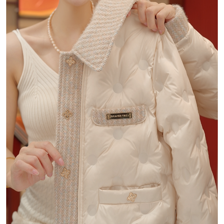 时尚气质波点小香风棉衣2025新款冬季棉服外套女装