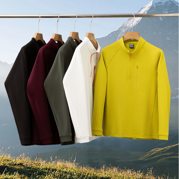 户外新宠！肌理玉米格纹理！2025年秋冬新款男女情侣半拉链衫卫衣