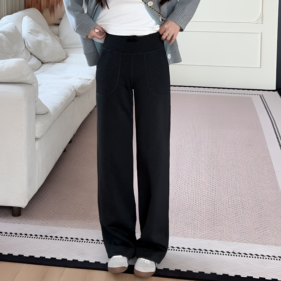 【余欢欢】秋冬季休闲百搭显瘦柔软加薄绒筒喇休闲裤-YHK50357