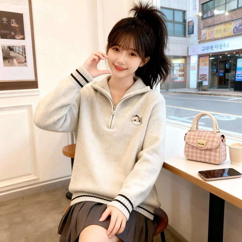 12岁中小学生秋冬长袖针织衫13女大童新款14少女15青少年外穿毛衣