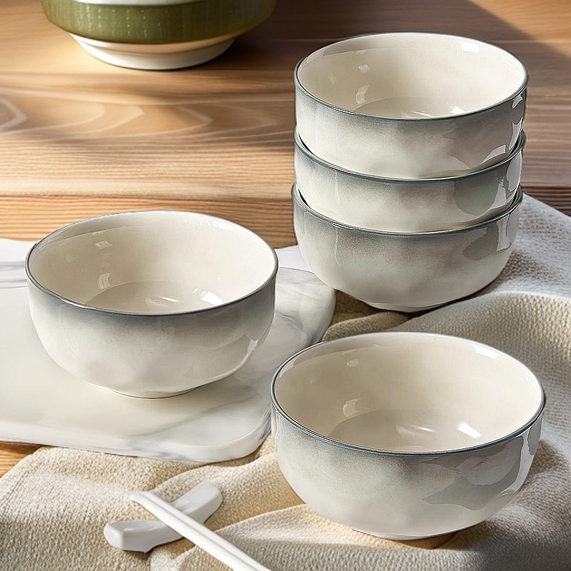 烟雨遥轻奢陶瓷碗盘碟家用釉下彩米饭碗高级感碗具简约家用汤盘
