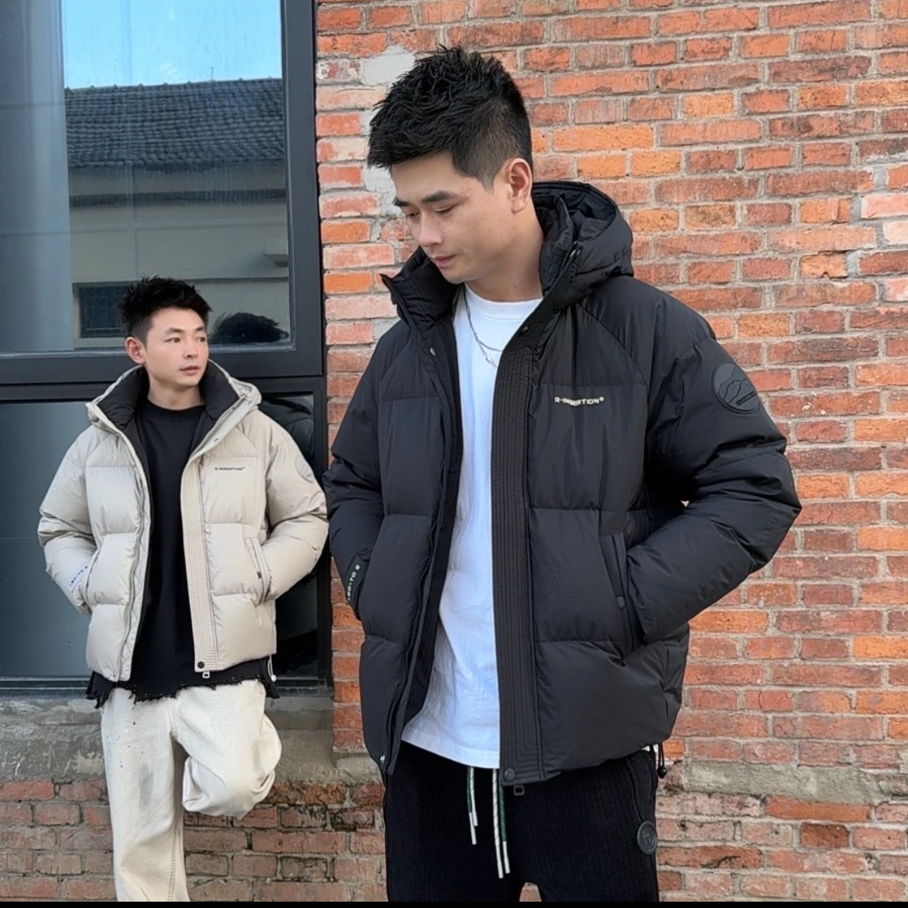 (新国标大朵白鸭绒）极寒加厚连帽免洗羽绒服男女同款