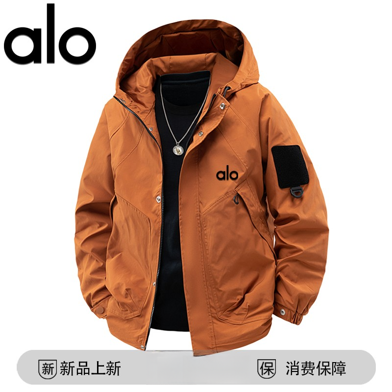 alo官i方奥特莱斯品牌折扣秋季新款运动休闲风大口袋连帽夹克外套