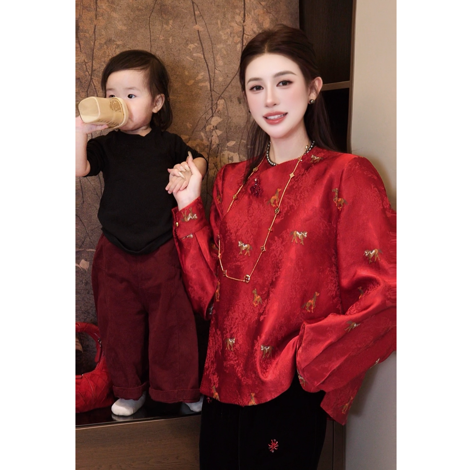 G. yantong/郭彦彤【新年好】提花小马国风斜襟衬衫上衣显瘦DD1265