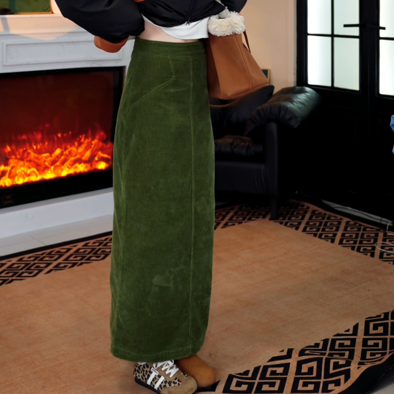 冬季时尚百搭设计感新款韩系气质复古高腰显瘦半身裙LK2508560