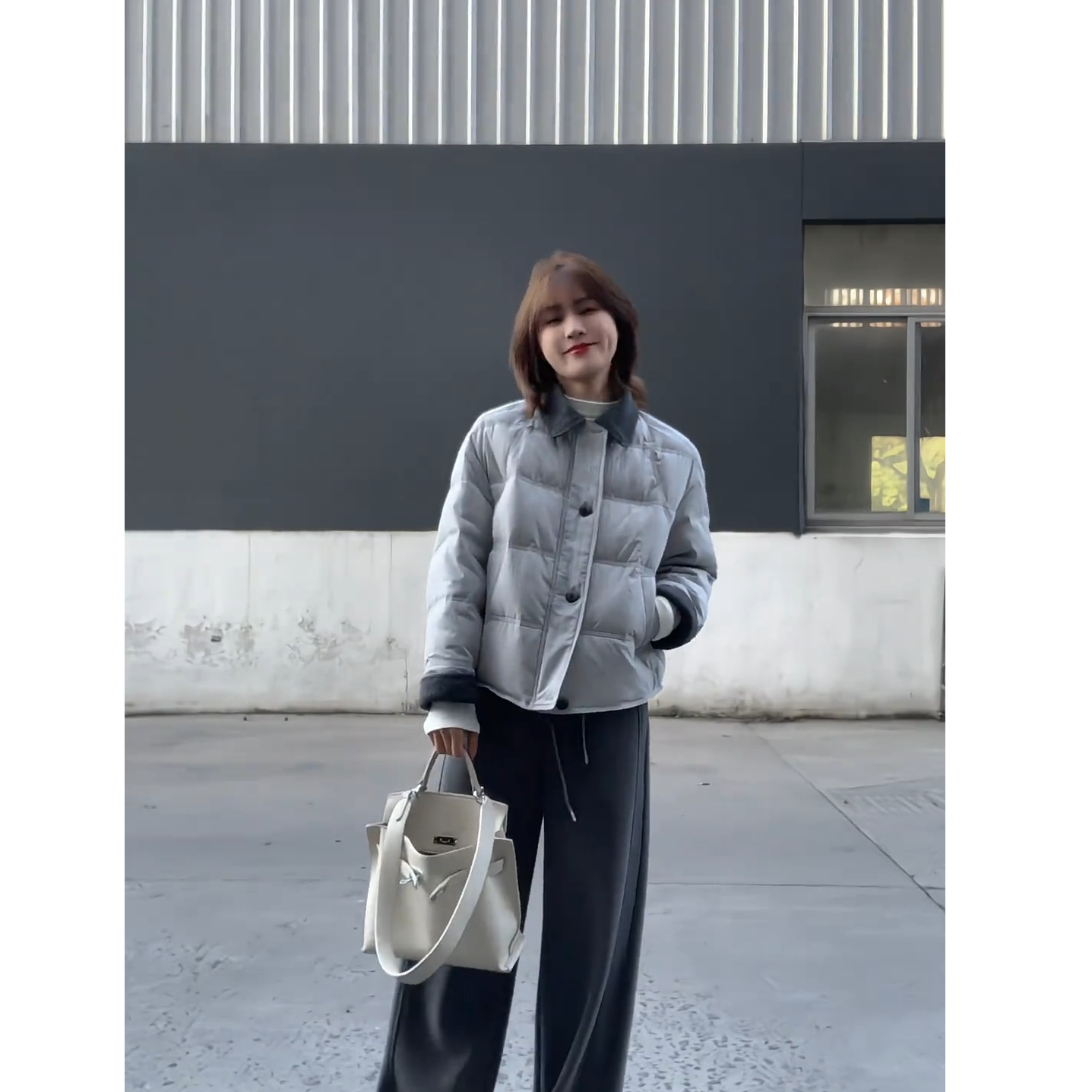 【现货】秋冬爆款穿搭ins风韩版宽松减龄百搭设计感翻领棉服外套