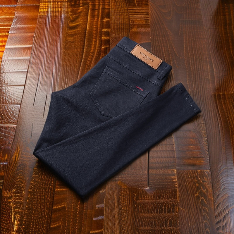 维斯克纳新款蓝黑色牛仔裤男休闲商务微弹修身小直筒裤子青年百搭