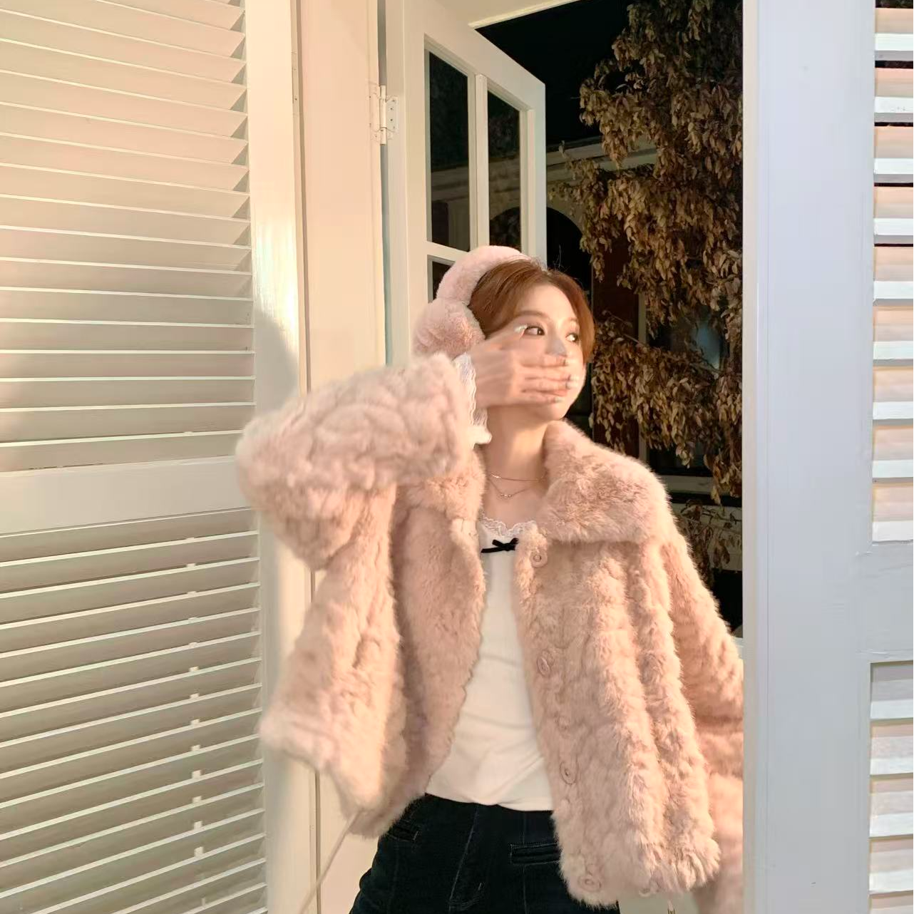 【芝士Cheese】浮生若梦 环保毛毛时尚插肩袖设计师冬季外套一体毛